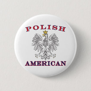 Polish American White Eagle 2 Inch Round Button