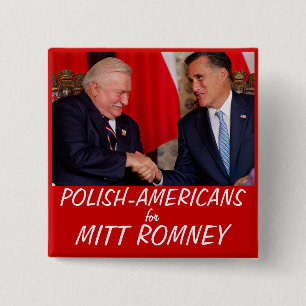 Polish Americans for Mitt Romney 2 Inch Square Button