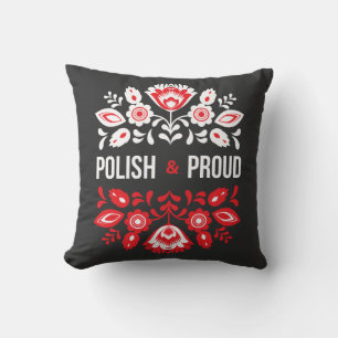 Polish and Proud Flowers Poland Polska Throw Pillow
