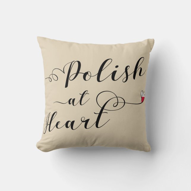 Polish At Heart Throw Cushion, Poland Pillow (Front)