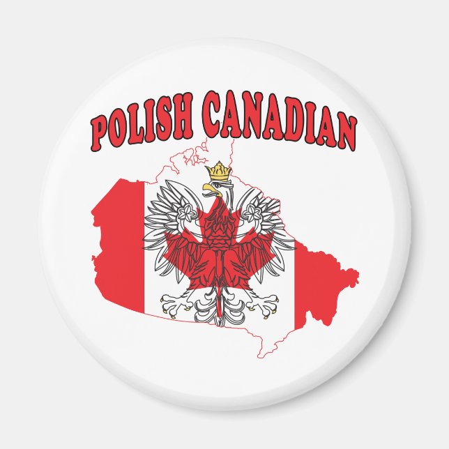 Polish Canadian Canada Flag Map Magnet (Front)