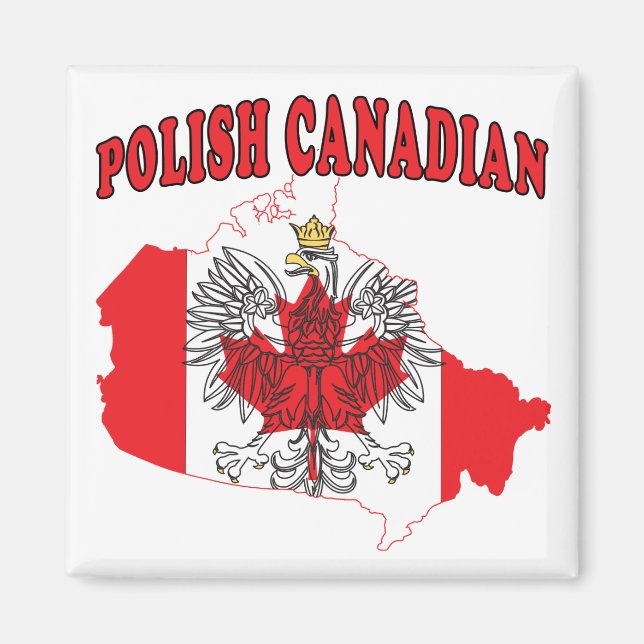Polish Canadian Canada Flag Map Magnet (Front)