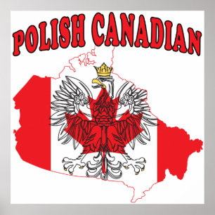 Polish Canadian Canada Flag Map Poster