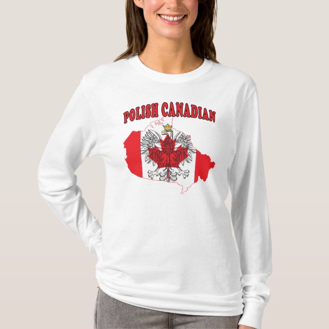 Polish Canadian Canada Flag Map T-Shirt (Front)