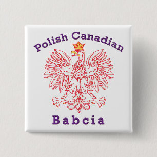 Polish Canadian Eagle Babcia 2 Inch Square Button
