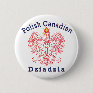 Polish Canadian Eagle Dziadzia 2 Inch Round Button