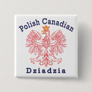 Polish Canadian Eagle Dziadzia 2 Inch Square Button