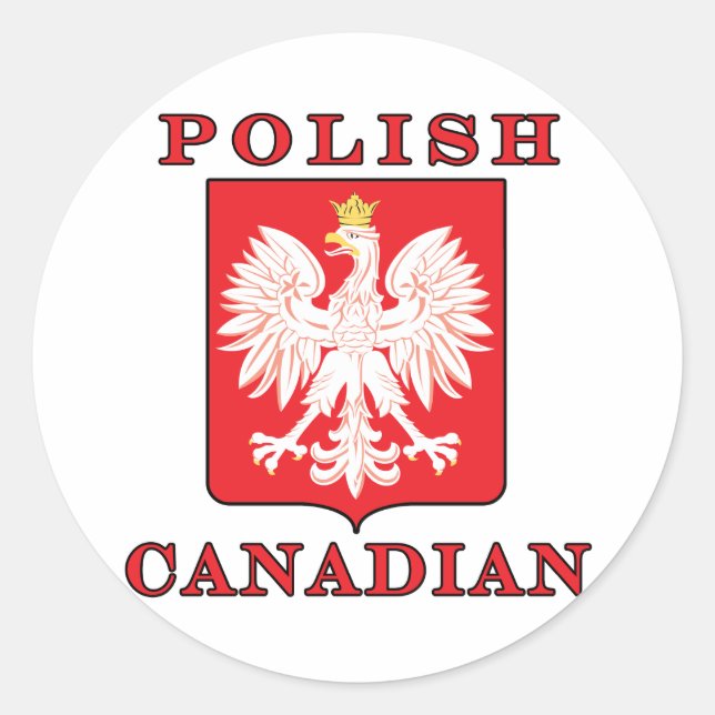 Polish Canadian Eagle Shield Classic Round Sticker (Front)
