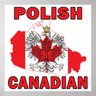 Polish Canadian Flag Canada Map Poster