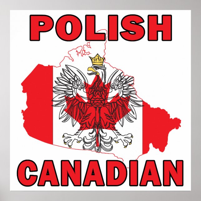 Polish Canadian Flag Canada Map Poster (Front)