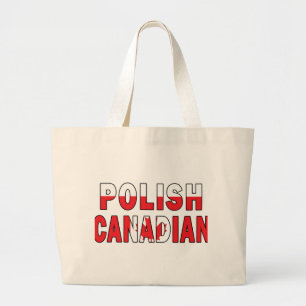 Polish Canadian Flag Large Tote Bag