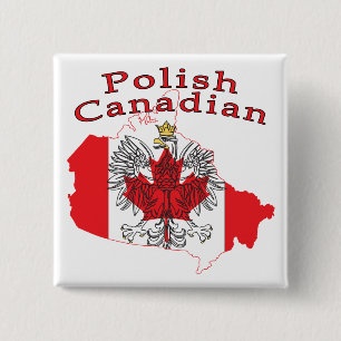Polish Canadian Flag Map 2 Inch Square Button