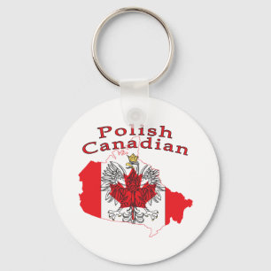 Polish Canadian Flag Map Keychain