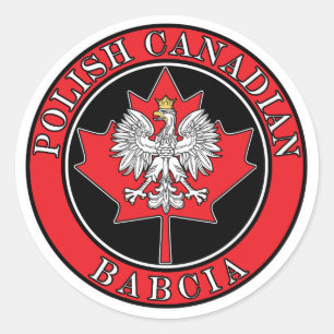Polish Canadian Maple Leaf Babcia Classic Round Sticker