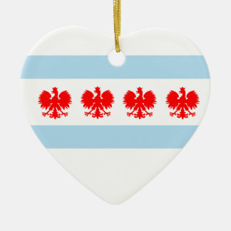 Polish Chicago Flag Ceramic Ornament