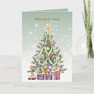 Polish Christmas - colourful tree with presents Holiday Card