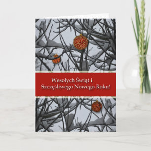 Polish Christmas, Ornaments in Snow Holiday Card