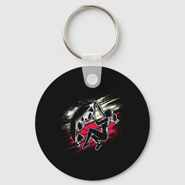 Polish Climber - Distressed Boulderer Climbing  Keychain (Front)