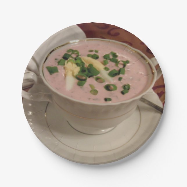 Polish Cold Beet Soup paper plates Chlodnik (Front)