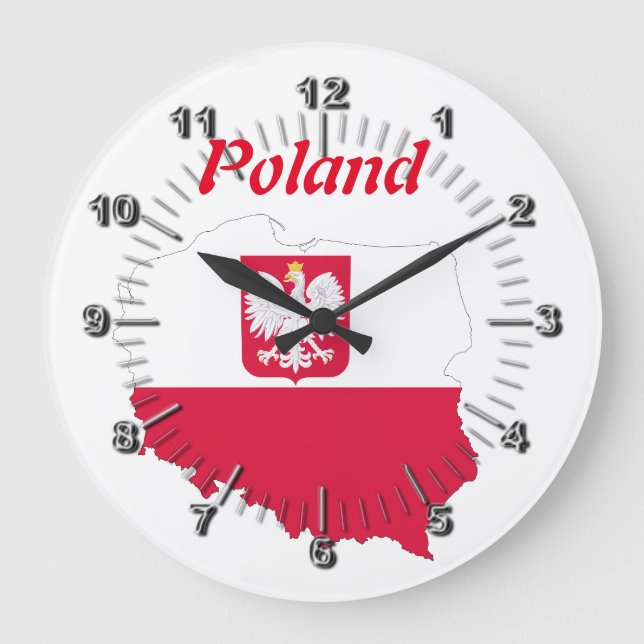 Polish country flag large clock (Front)
