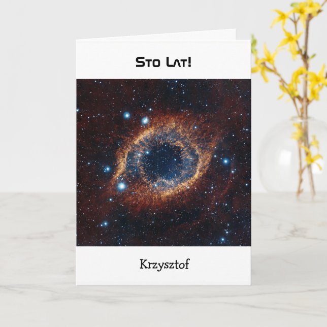 Polish custom name birthday nebula card (Yellow Flower)