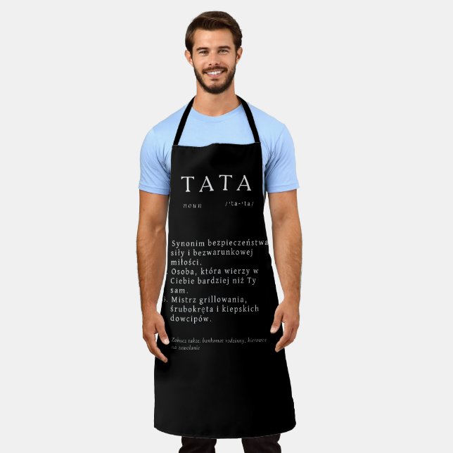 Polish Dad Gift - TATA Definition Black Apron (Worn)