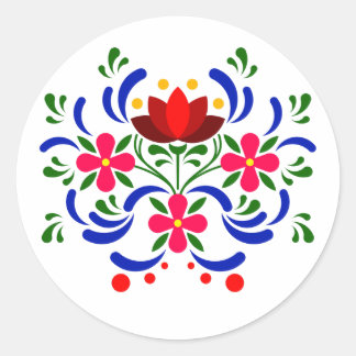 Polish design flowers classic round sticker