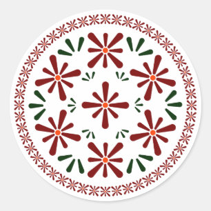 Polish design flowers classic round sticker