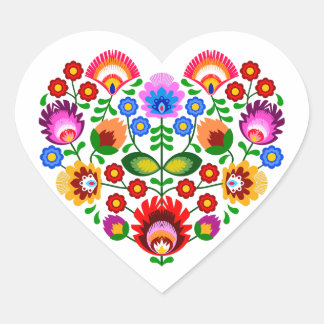 Polish design flowers heart sticker