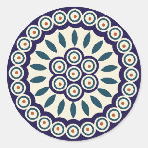 Polish design of traditional ceramics. classic round sticker