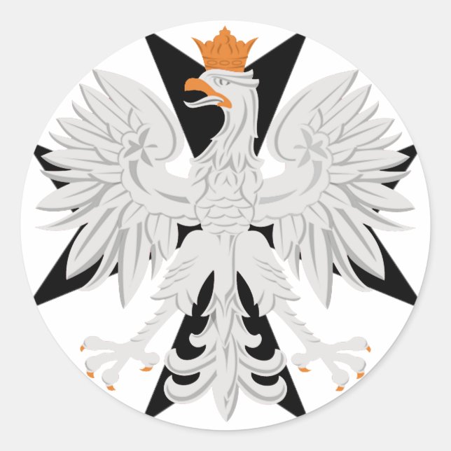 Polish Eagle Maltese Cross Classic Round Sticker (Front)