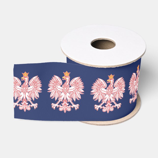 Polish Eagle Outlined In Red Grosgrain Ribbon (Spool)