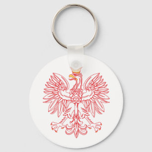Polish Eagle Outlined In Red Keychain