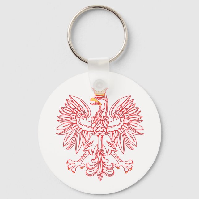 Polish Eagle Outlined In Red Keychain (Front)