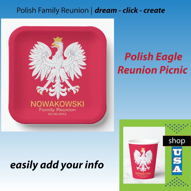 Polish Eagle 🦅 Polski Poland Crest Reunion Paper Plate (Creator Uploaded)