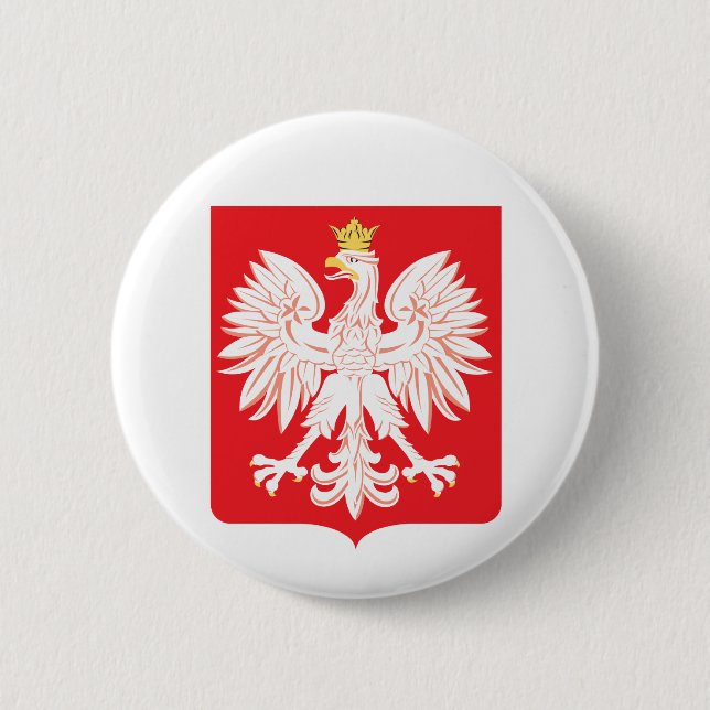 Polish Eagle Red Shield 2 Inch Round Button (Front)