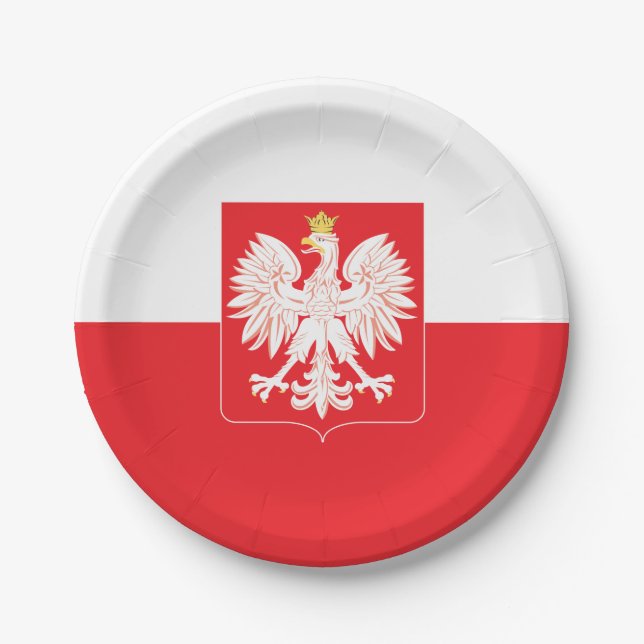 Polish Eagle Red Shield Paper Plate (Front)