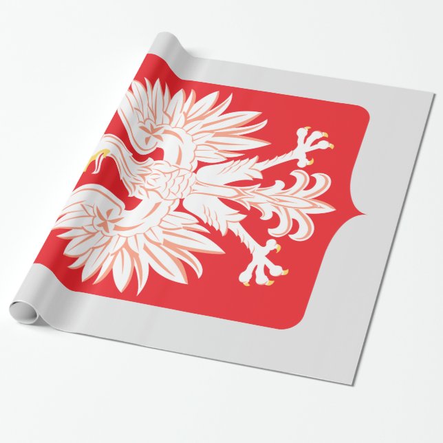 Polish Eagle Red Shield Wrapping Paper (Unrolled)