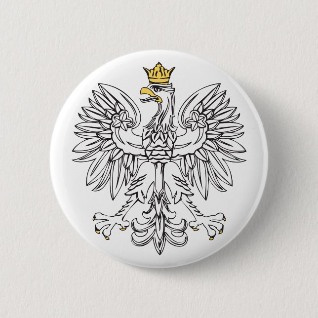 Polish Eagle With Gold Crown 2 Inch Round Button (Front)