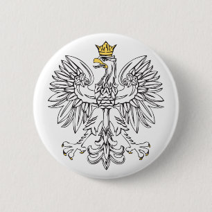 Polish Eagle With Gold Crown 2 Inch Round Button