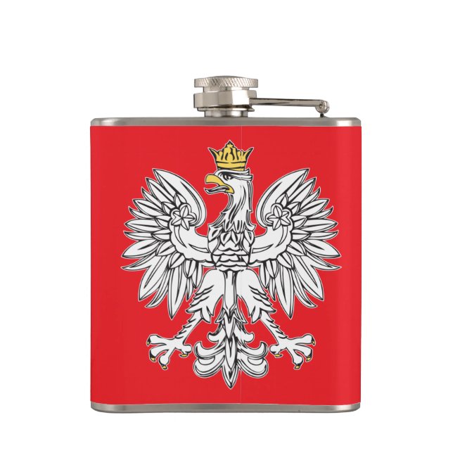 Polish Eagle With Gold Crown Vinyl Wrapped Flask (Back)