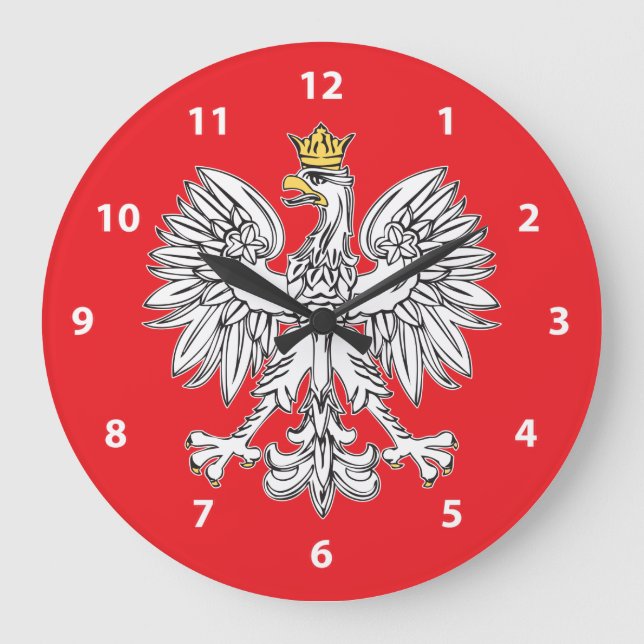 Polish Eagle With Gold Crown Wall Clock (Front)