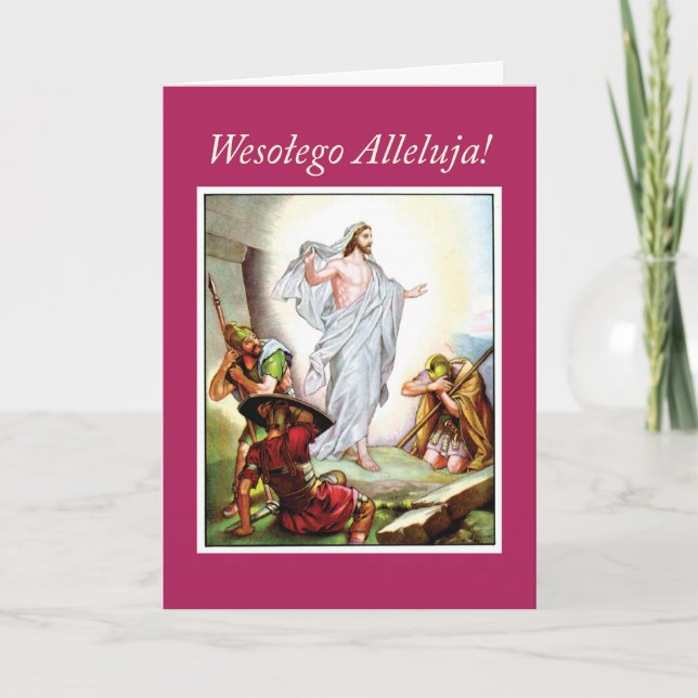 Polish Easter, Jesus Resurrection, Religious Holiday Card (Front)