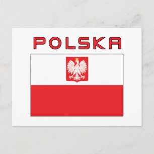 Polish Falcon Flag With Polska Postcard