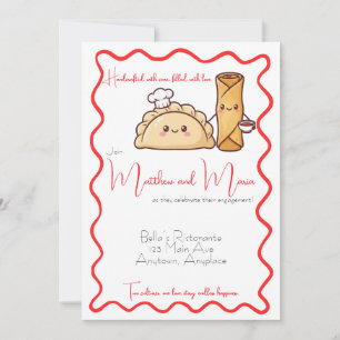 Polish Filipino Pierogi and Lumpia Food Engagement Invitation