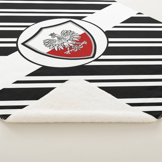 Polish flag-coat arms sherpa blanket (3/4)