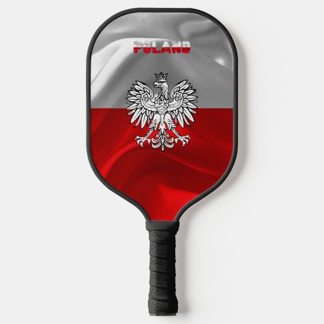 Polish flag-coat of arms pickleball paddle (Front)