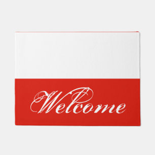 Polish flag door mat with custom welcome text
