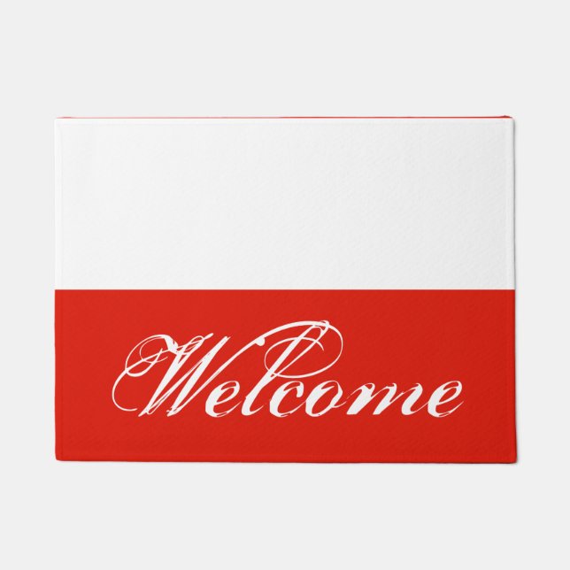 Polish flag door mat with custom welcome text (Front)