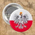 Polish Flag & Eagle Poland fashion patriot /sports 1 Inch Round Button<br><div class="desc">Keychains: Poland & Eagle,  Polish Flag fashion - love my country,  travel,  holiday gifts,  national patriots / sports fans</div>